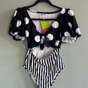 Tabitha Brown Black and White Bathing Suit